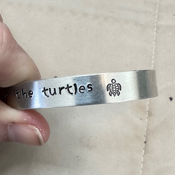 2/$15 Silver Tone “Save the Turtles” Cuff Bracelet - Picture 10 of 11
